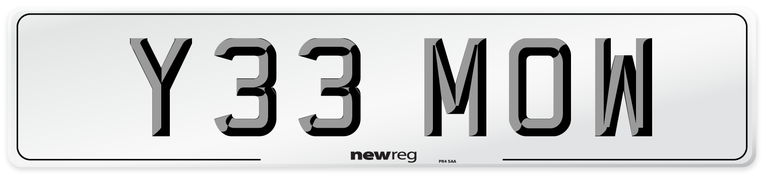 Y33 MOW Number Plate from New Reg